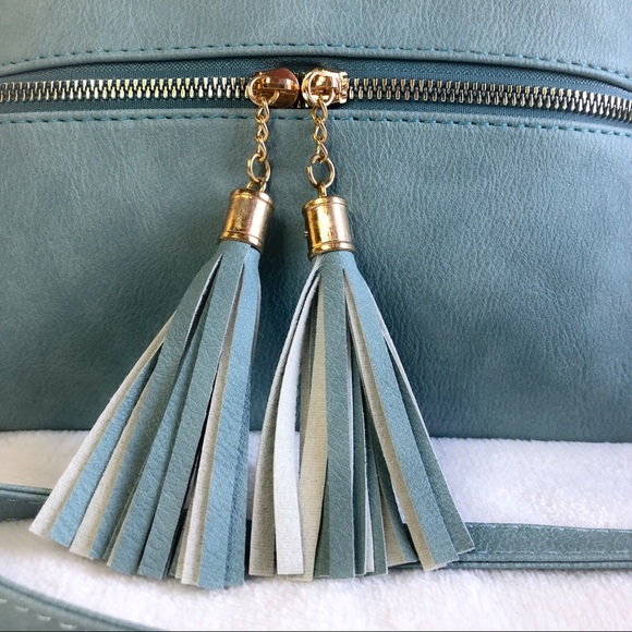Blue Crossbody Purse with zipper tassels - Picture 3 of 8